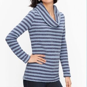 Talbots Women's Blue‎ Stripe Cozy Warm Knit Cowl Neck Tunic Sweater 2X Plus New
